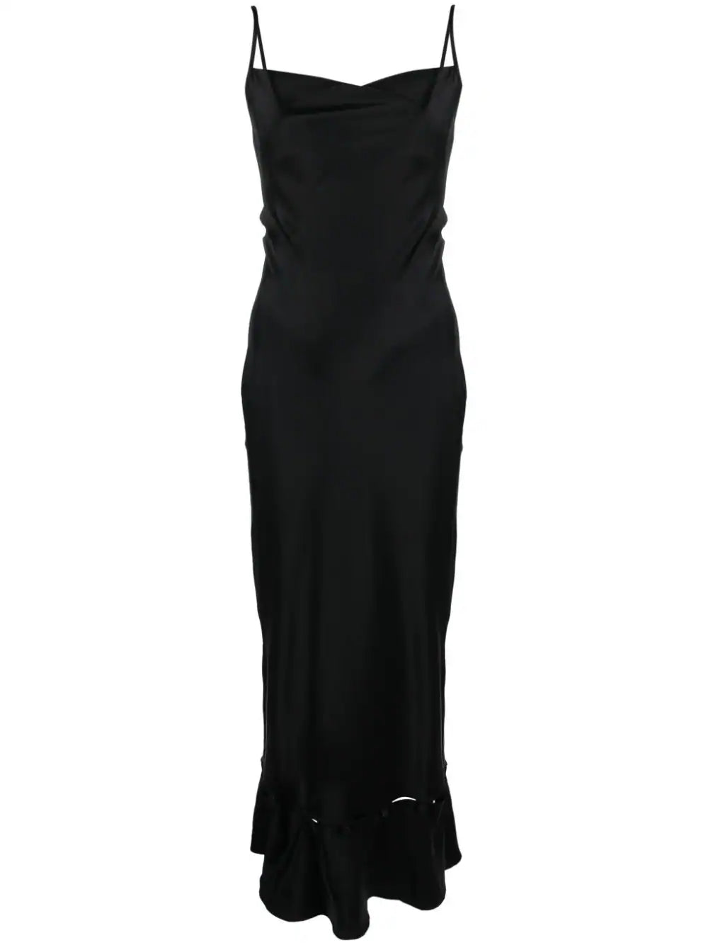 Renny Slip Satin Maxi Dress in Black