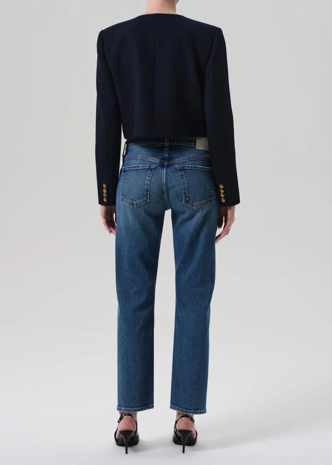 Back view of Anissa Jeans in Alma, emphasizing the classic low-rise silhouette and vintage-inspired design.