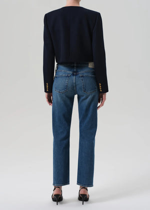 Back view of Anissa Jeans in Alma, emphasizing the classic low-rise silhouette and vintage-inspired design.
