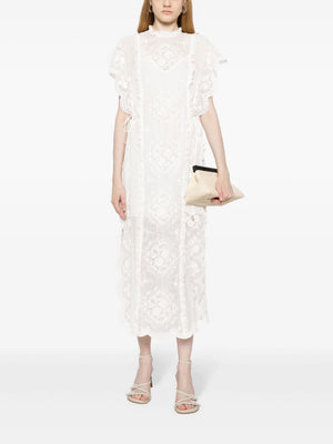 Alight Draw Waist Midi Dress in Ivory