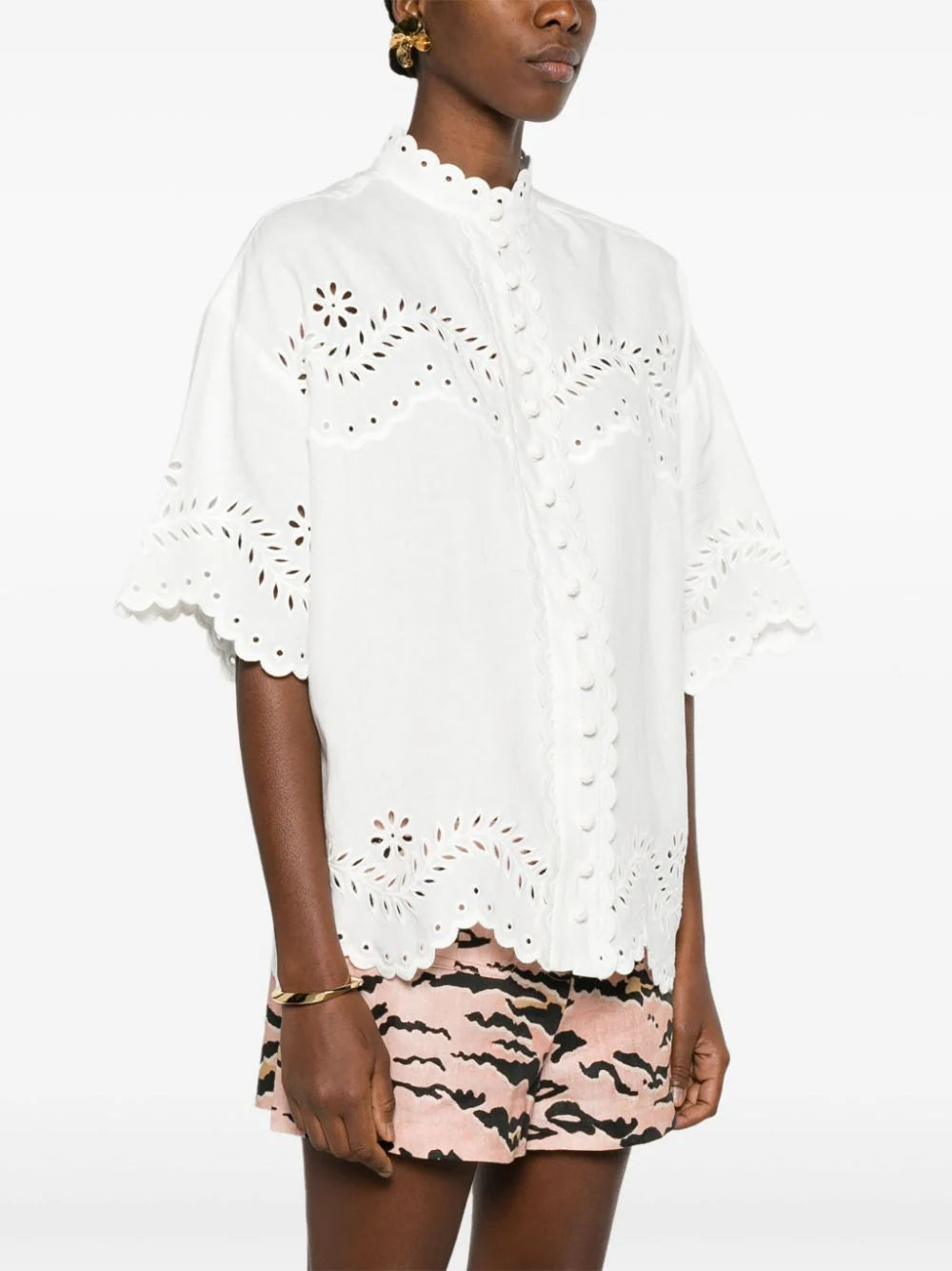 Junie Embroidered Shirt in Ivory