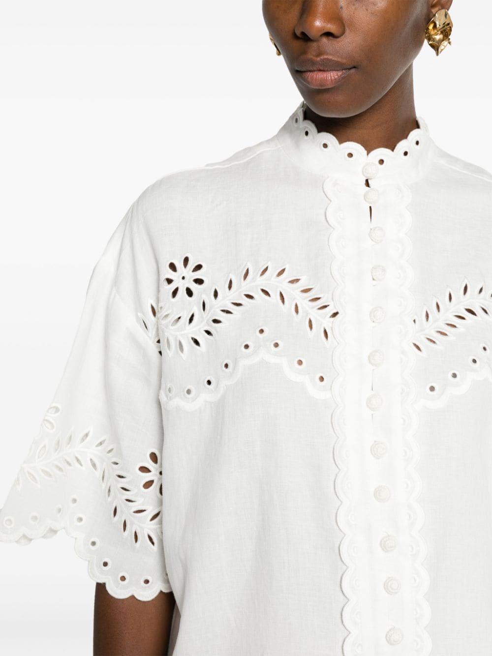Junie Embroidered Shirt in Ivory