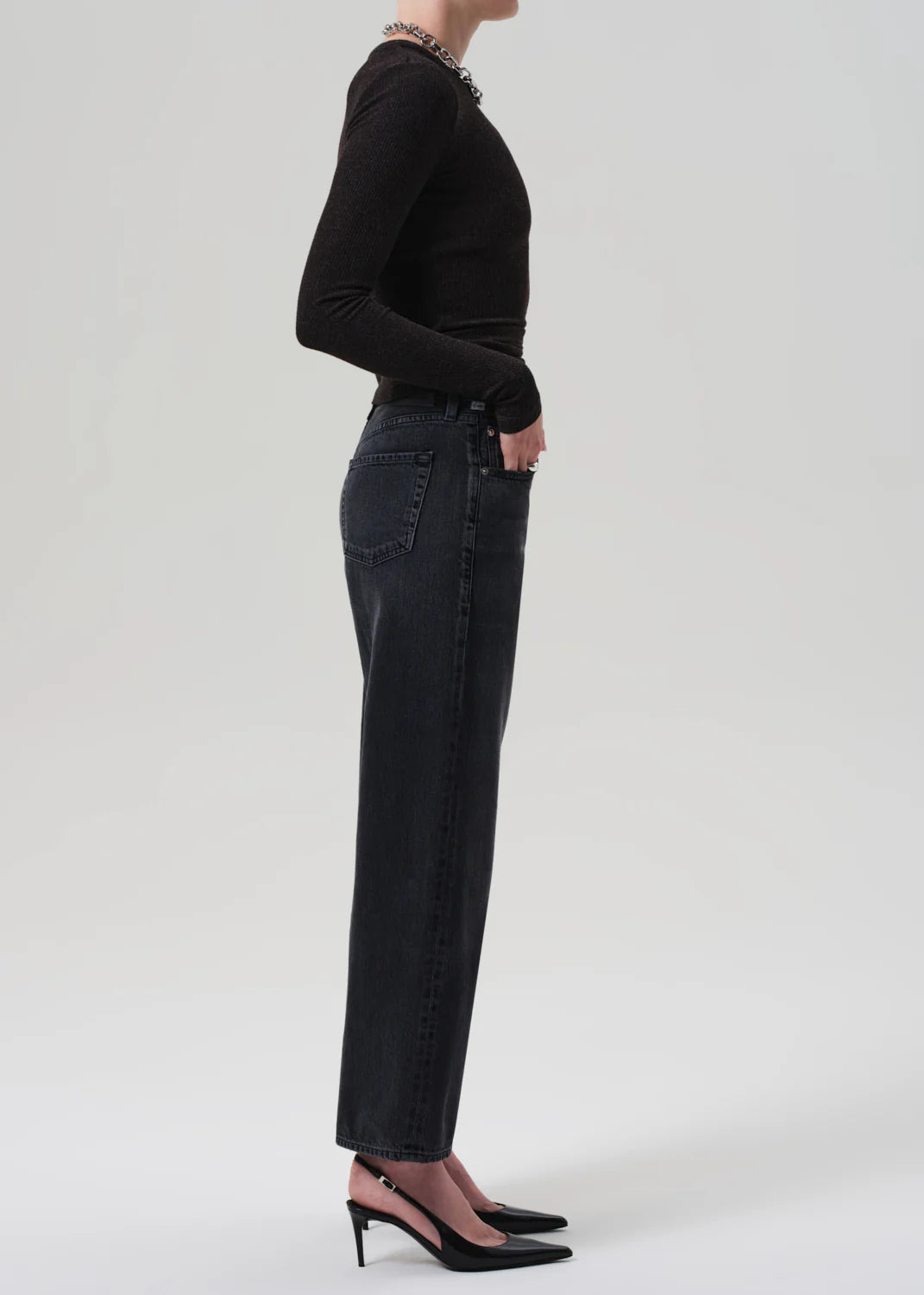 Back view of Lindz Easy Straight in Vintage Black, showcasing the relaxed fit and vintage appeal.