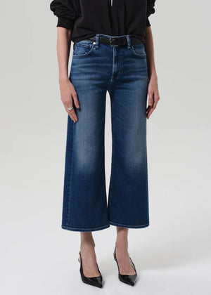 Side view of the Lyra Wide Leg Crop in Augusta, emphasizing the 27" inseam and stylish cropped length.