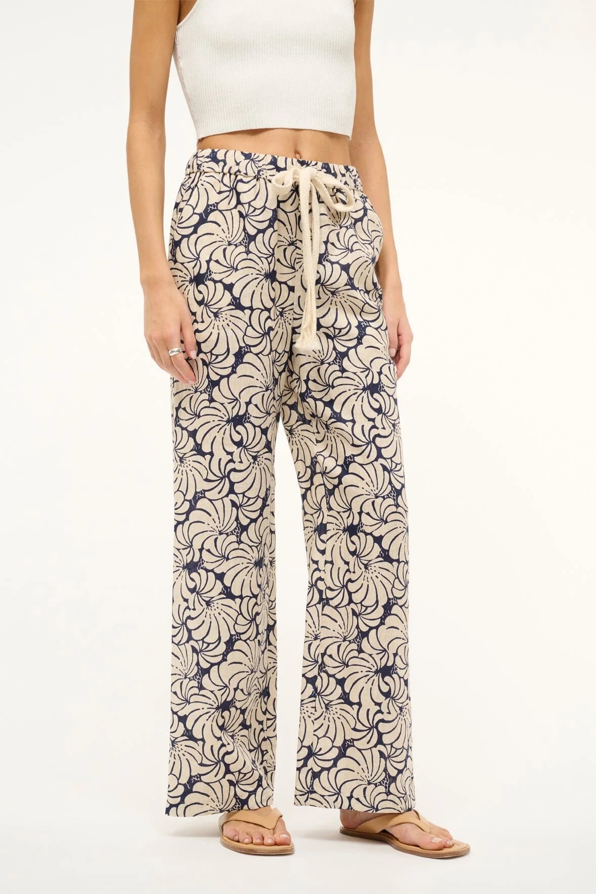 Alize Pant in Navy Scallop Block Print