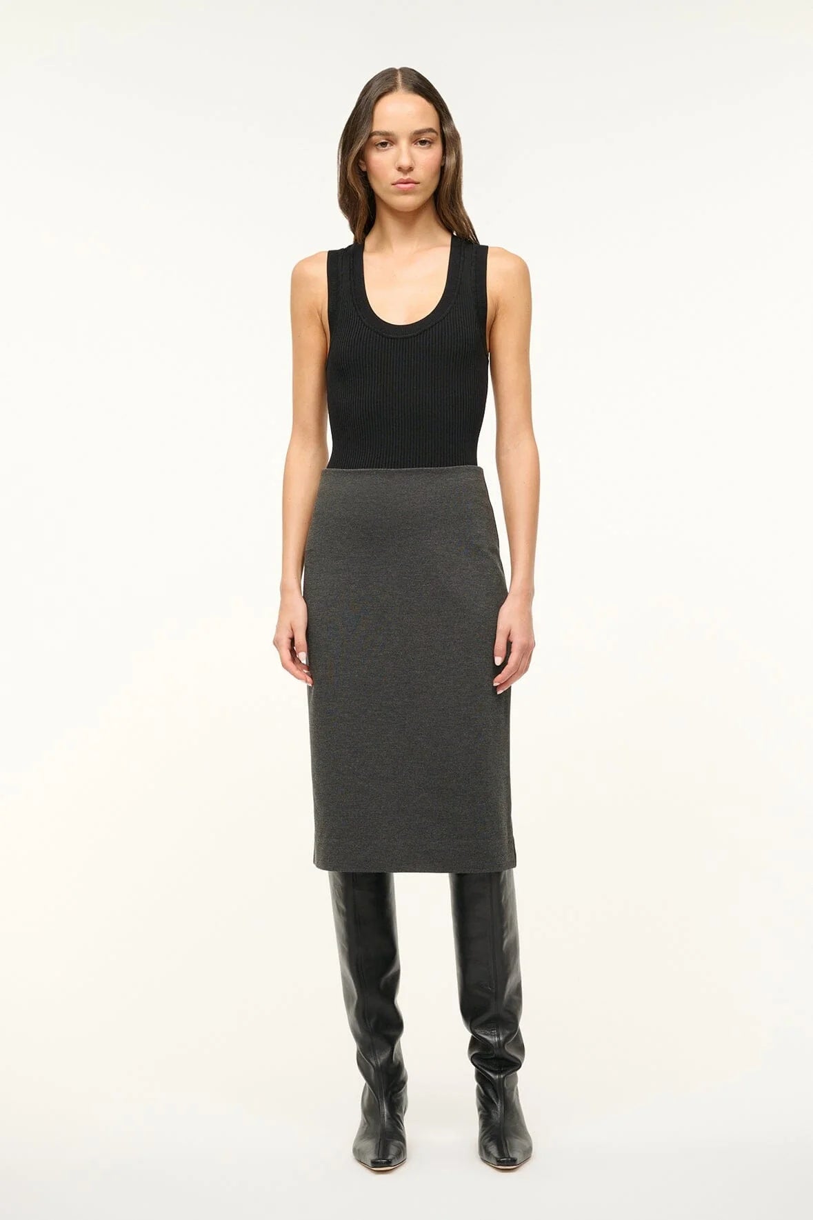 Pascale Pencil Skirt in Heather Grey