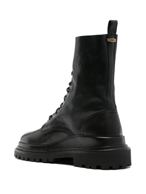 Ghiso lace-up Leather Boots in Black