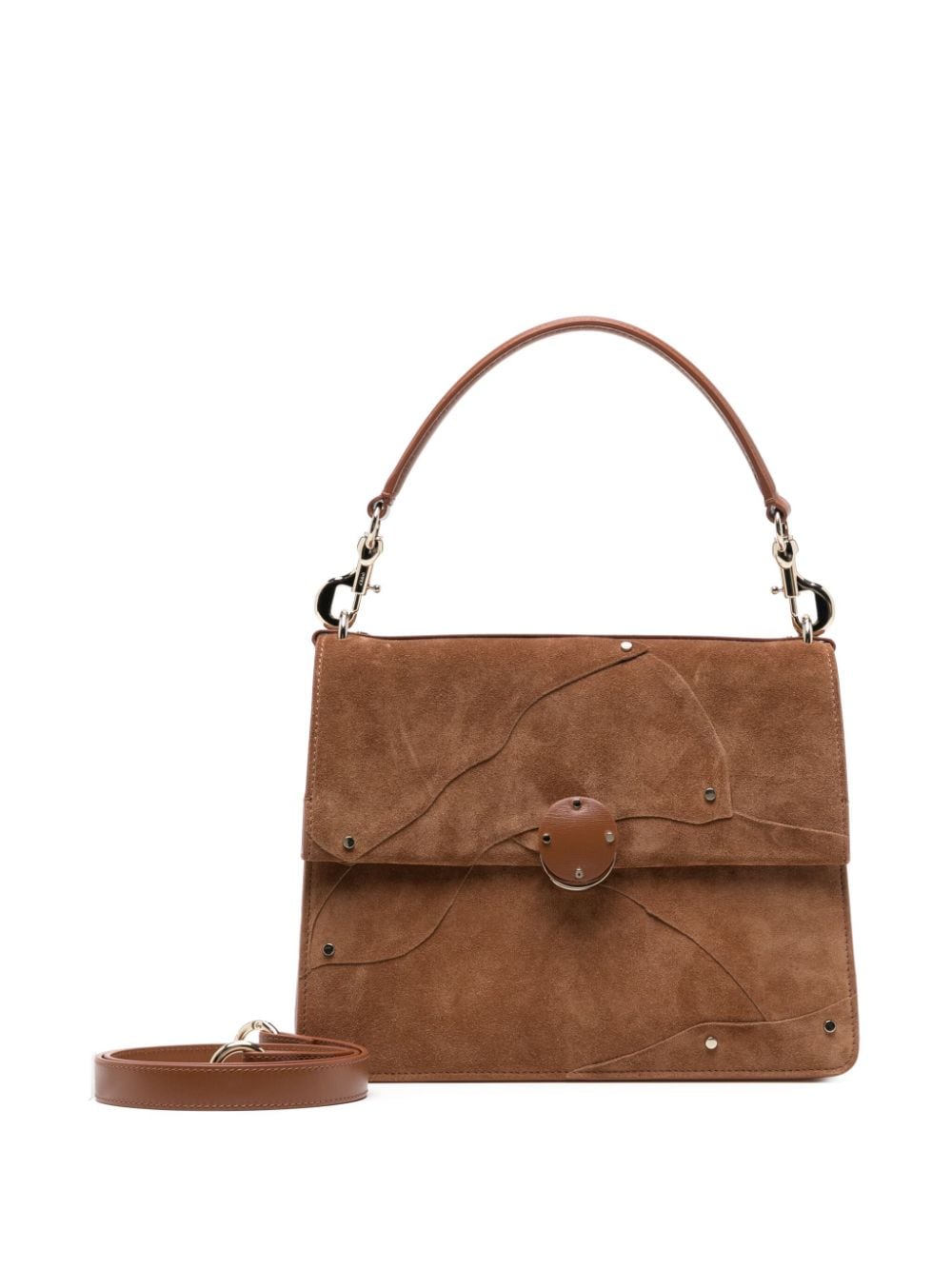 Penelope Medium Top Handle Bag in Camel Suede