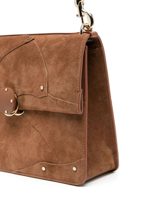 Penelope Medium Top Handle Bag in Camel Suede