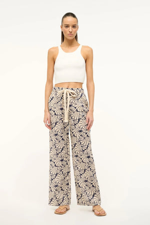 Alize Pant in Navy Scallop Block Print