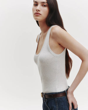 Knit Tank in White Heather Grey