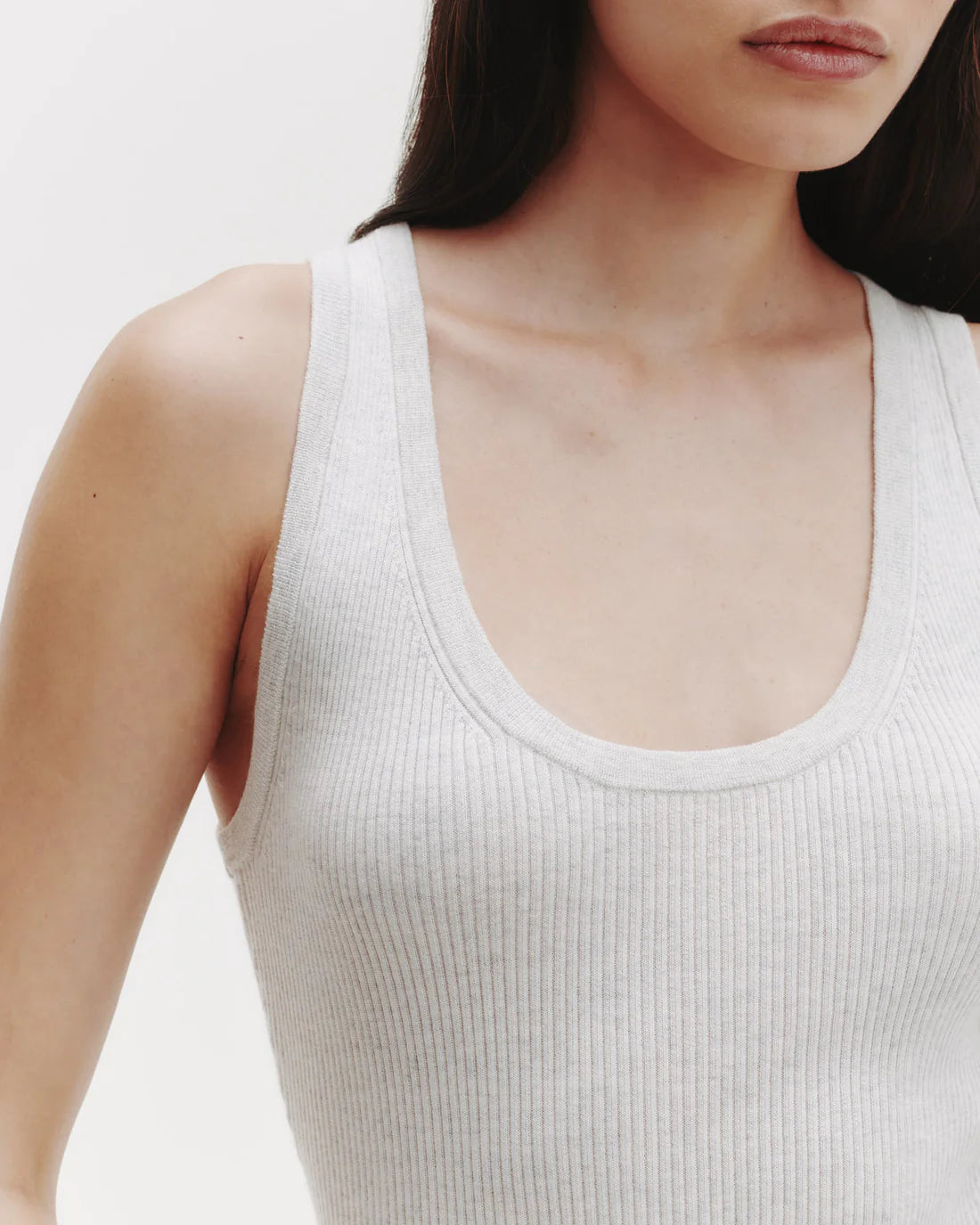 Knit Tank in White Heather Grey