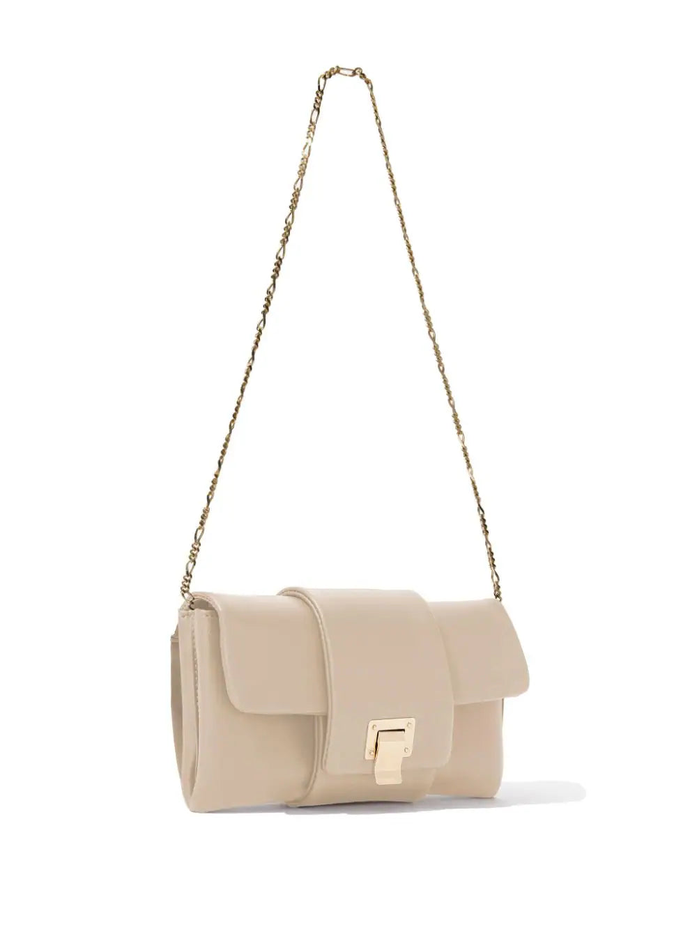 Flip Shoulder Chain Clutch in Taupe