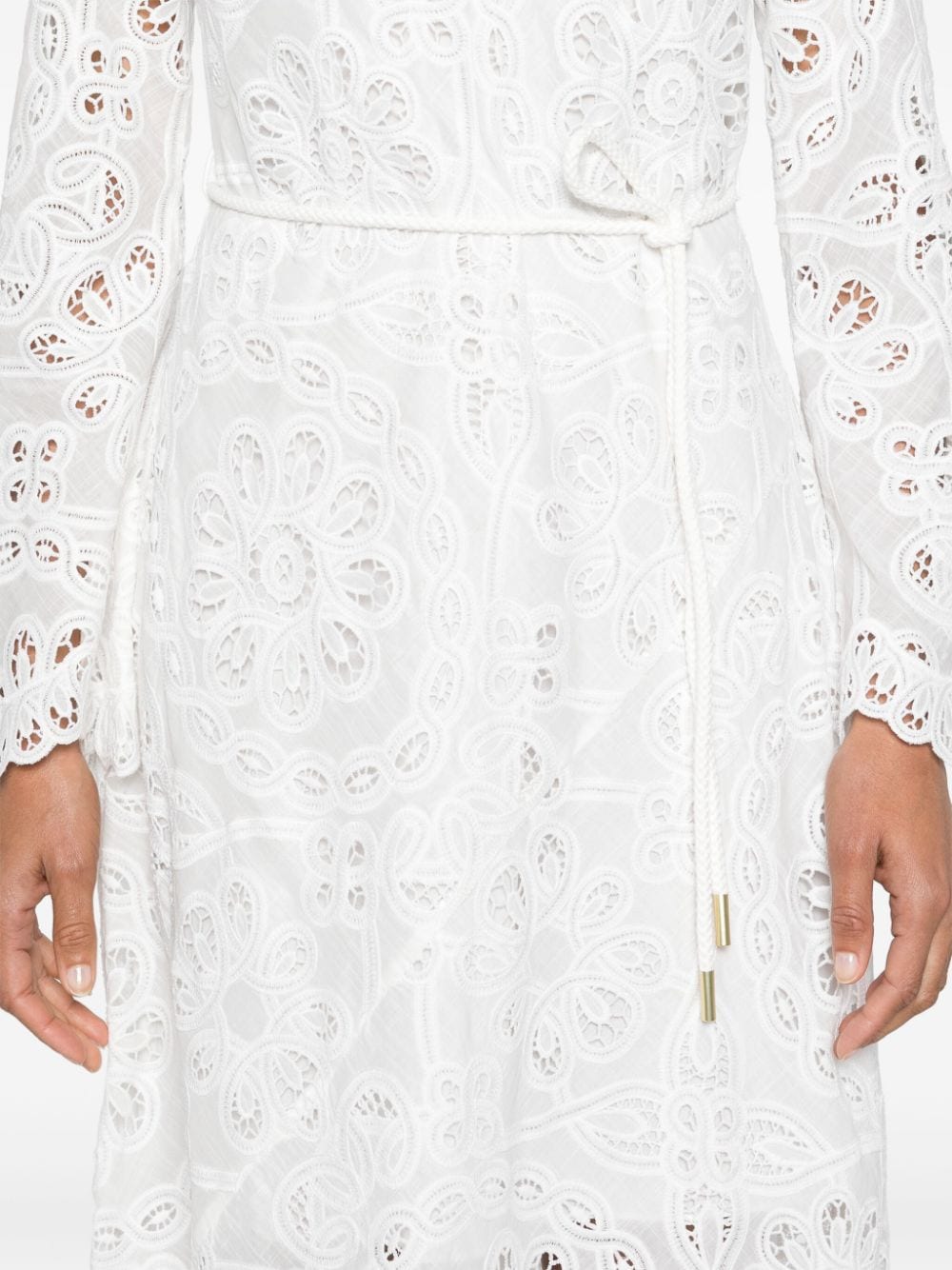Ottie Embroidered Long Dress in Ivory