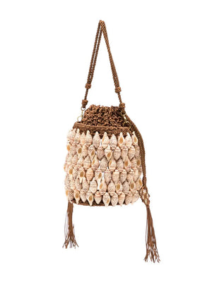 Nadia Seashell Bucket Bag in Pecan Brown
