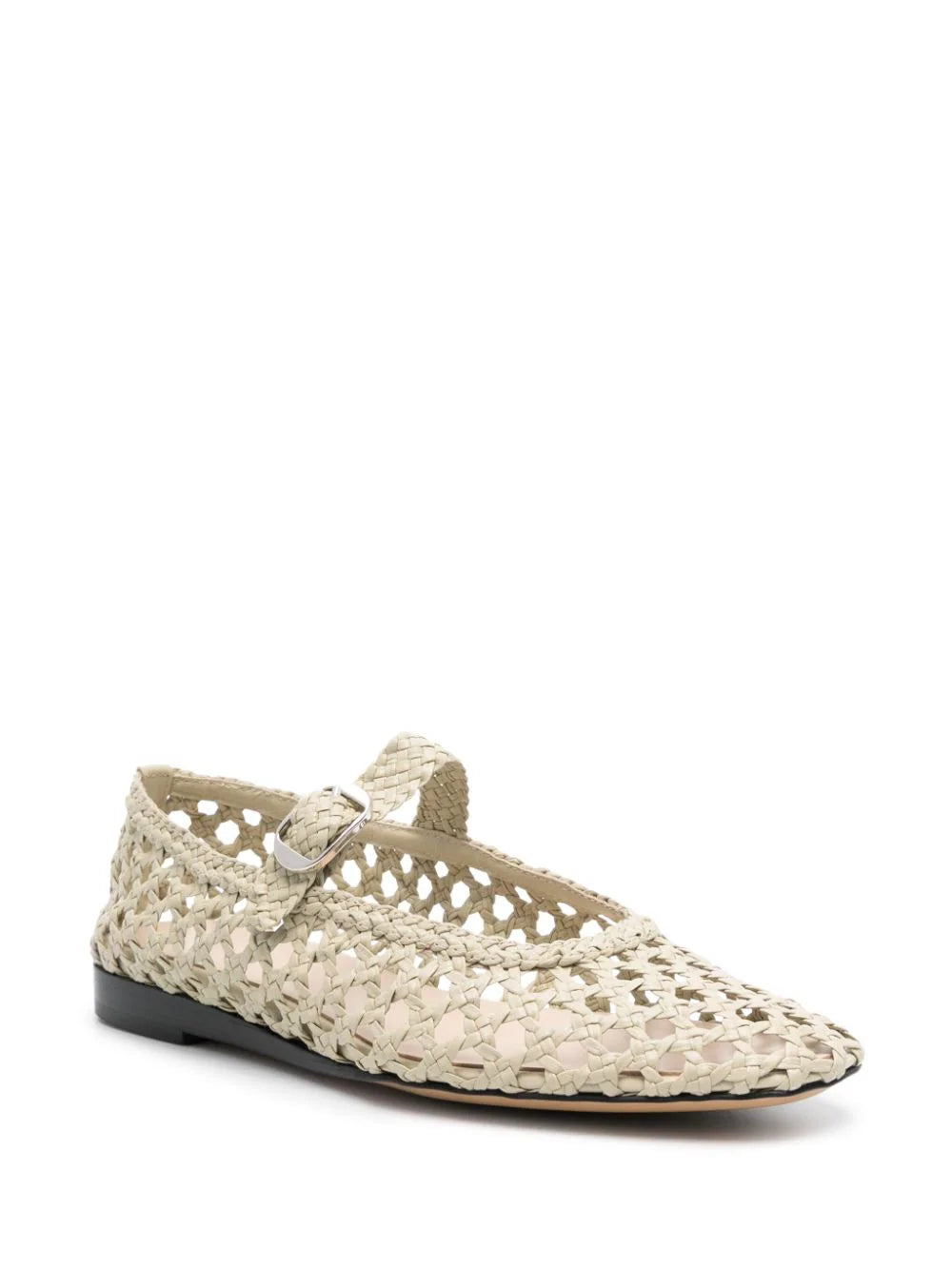 Woven Leather Mary Jane in Ecru