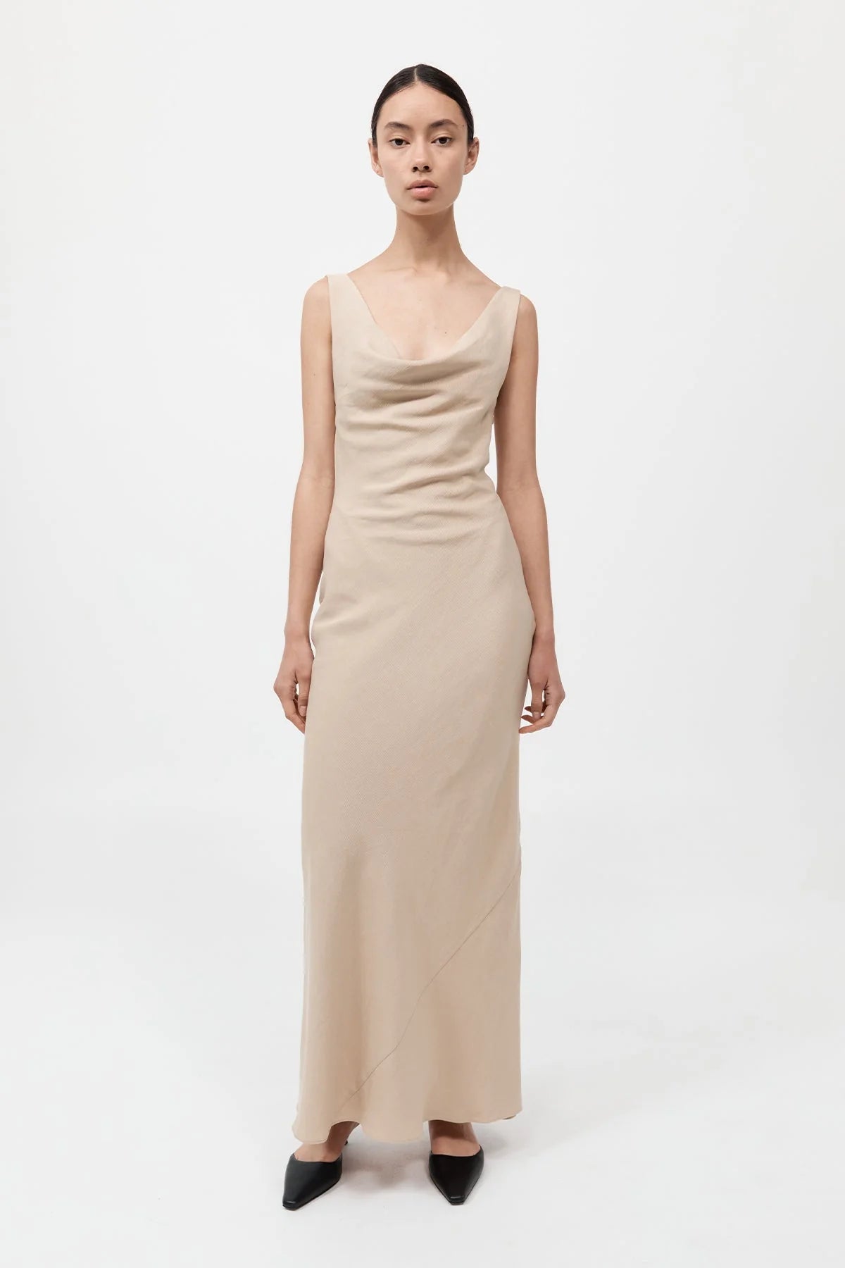 Double Drape Dress in Dune