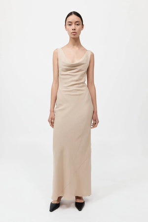 Double Drape Dress in Dune