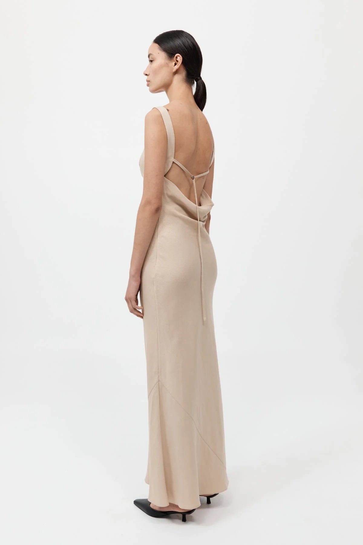 Double Drape Dress in Dune