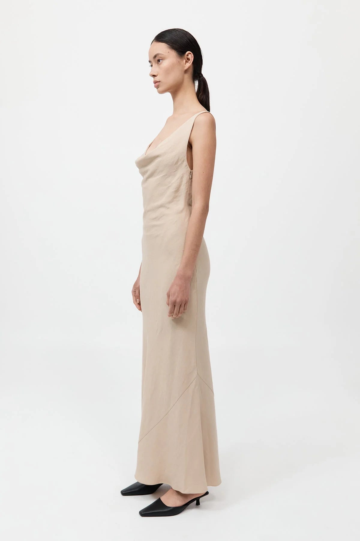 Double Drape Dress in Dune