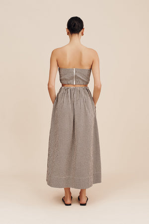 Mira Bandeau Top in Black & Cream Gingham