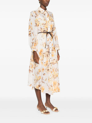 Ottie Tuck Shirt Dress in Orange Floral