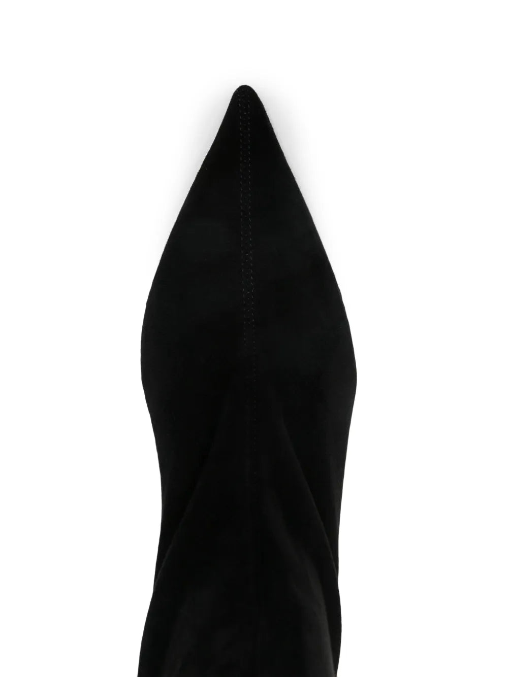 Suede Heeled Sock Boot in Black styled with jeans, perfect for an after-dark outing.