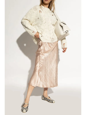 Sveva Buckle Ballet Flat in Natural Python-printed Leather