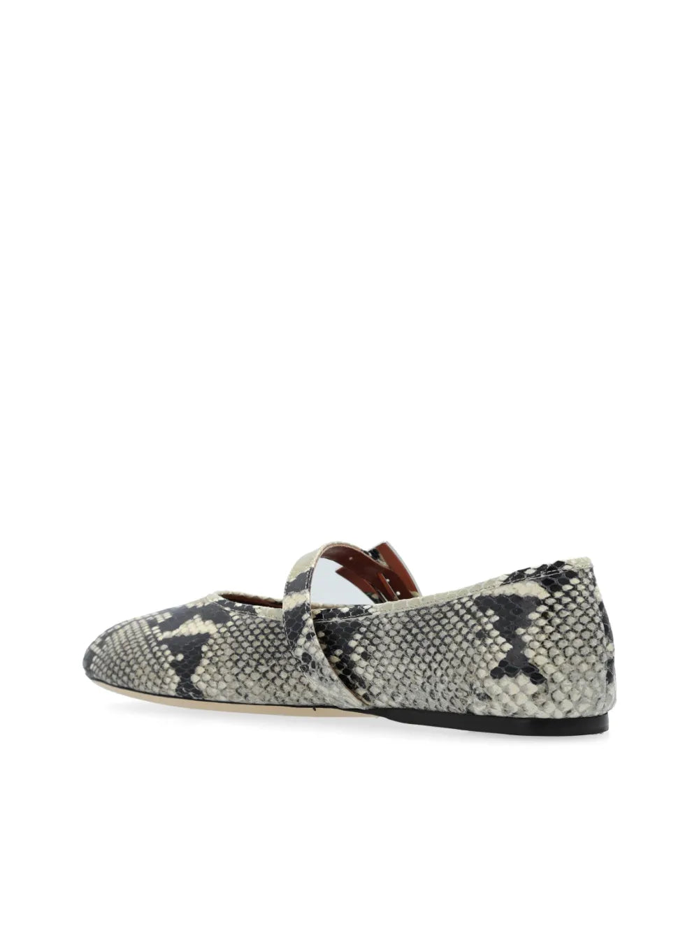 Sveva Buckle Ballet Flat in Natural Python-printed Leather