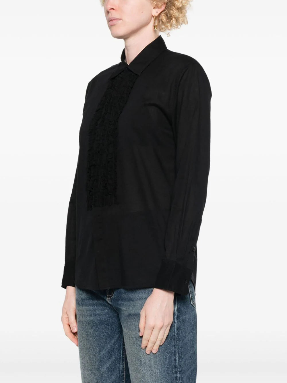 Nathael Ruffle Shirt in Black