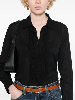 Nathael Ruffle Shirt in Black