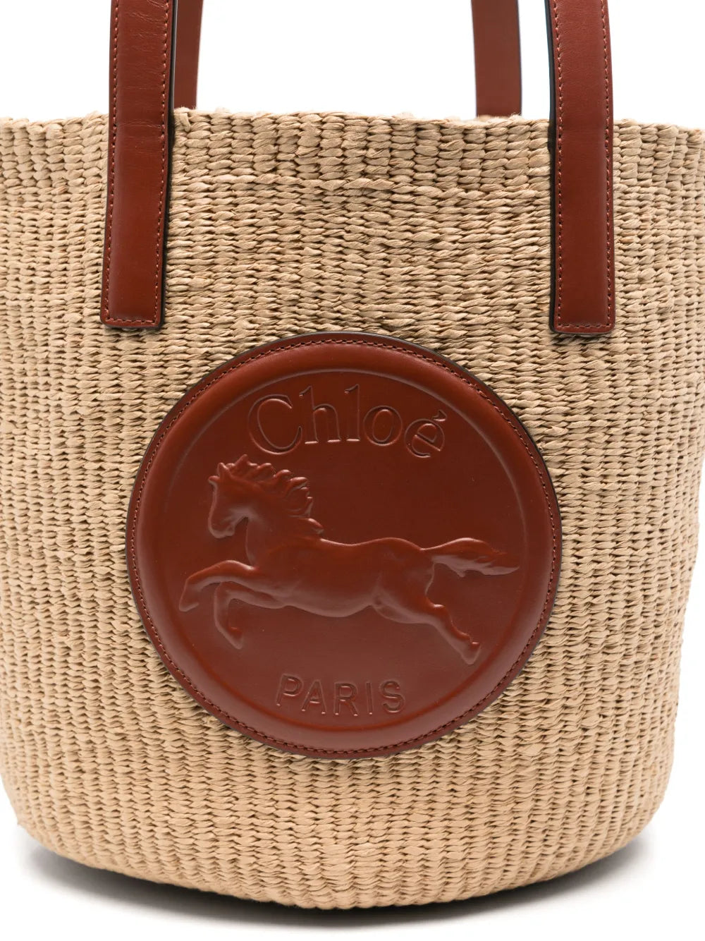 Large Horse Medal Basket Bag in Sepia Brown