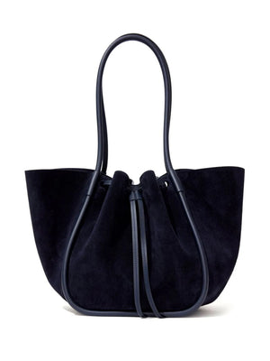 Large Ruched Tote in Deep Navy