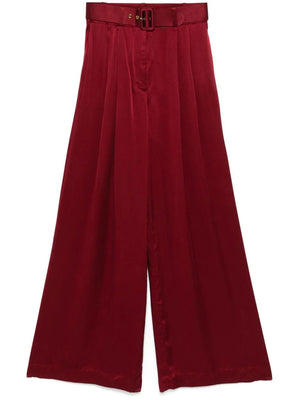 Silk Tuck Pant in Burgundy