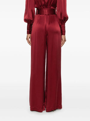 Silk Tuck Pant in Burgundy