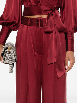 Silk Tuck Pant in Burgundy