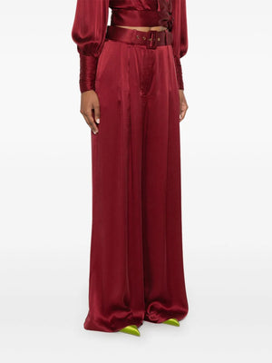 Silk Tuck Pant in Burgundy