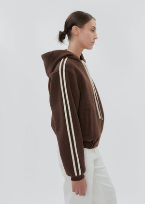 Back view of the Boyfriend Zip in Chocolate Brown, highlighting the oversized fit