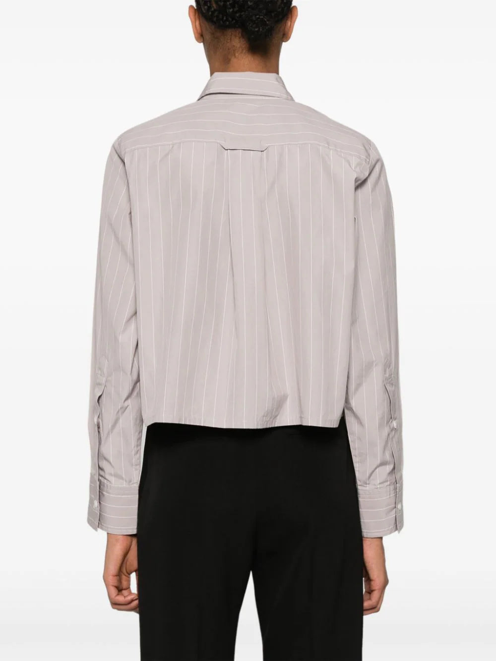 Fino Cropped Shirt in Tailor Grey Stripe