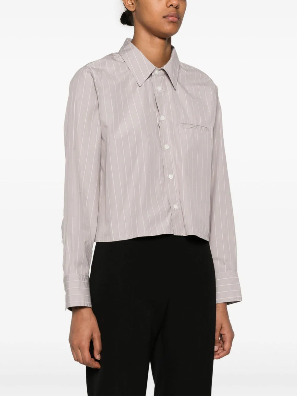 Fino Cropped Shirt in Tailor Grey Stripe