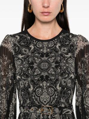 Sunray Long Sleeve Midi Dress in Black Paisley