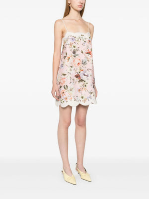 Acacia Scallop Mini Dress in Pink Floral