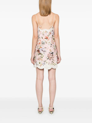 Acacia Scallop Mini Dress in Pink Floral