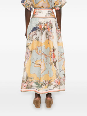 Tallow Midi Skirt in Nautical Map