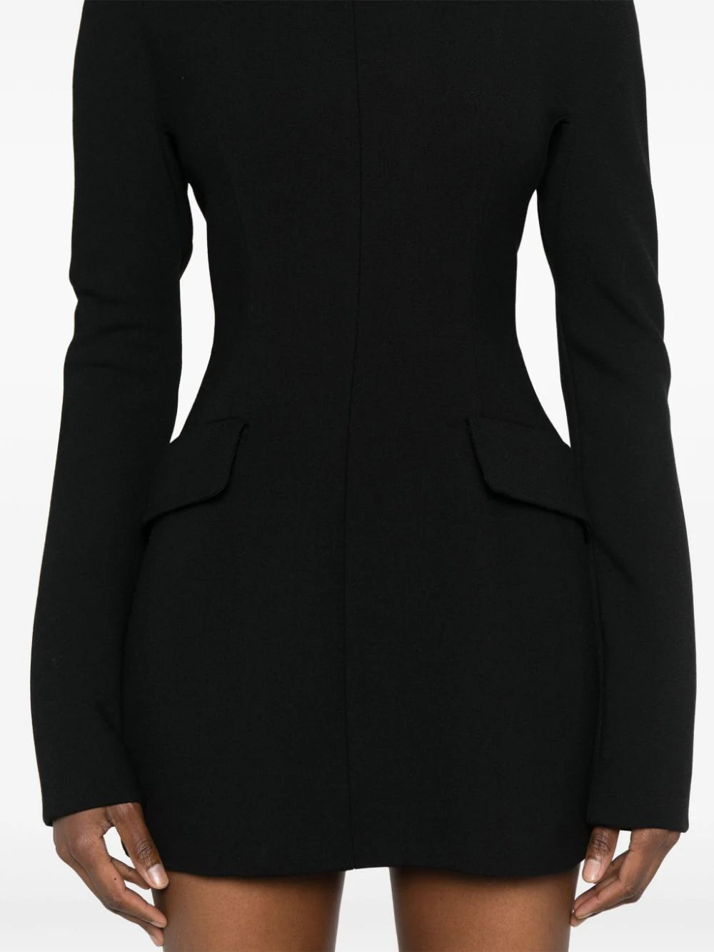 Short Stretch Gabardine Dress in Black