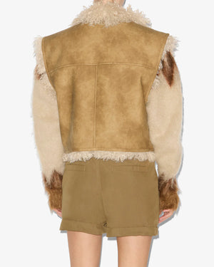 Back view of the Clara Vest in Taupe by Isabel Marant, showcasing its reversible style.