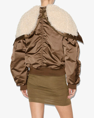 Cropped ball-shaped cut of the Elisa Coat in Khaki highlighting its modern design from Isabel Marant.