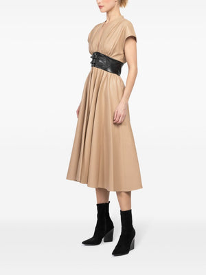 Viktoria Vegan Leather Dress in Taupe