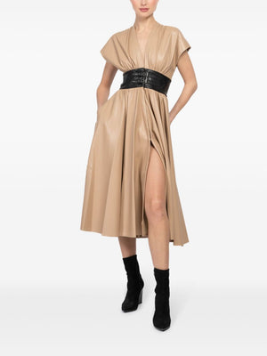 Viktoria Vegan Leather Dress in Taupe