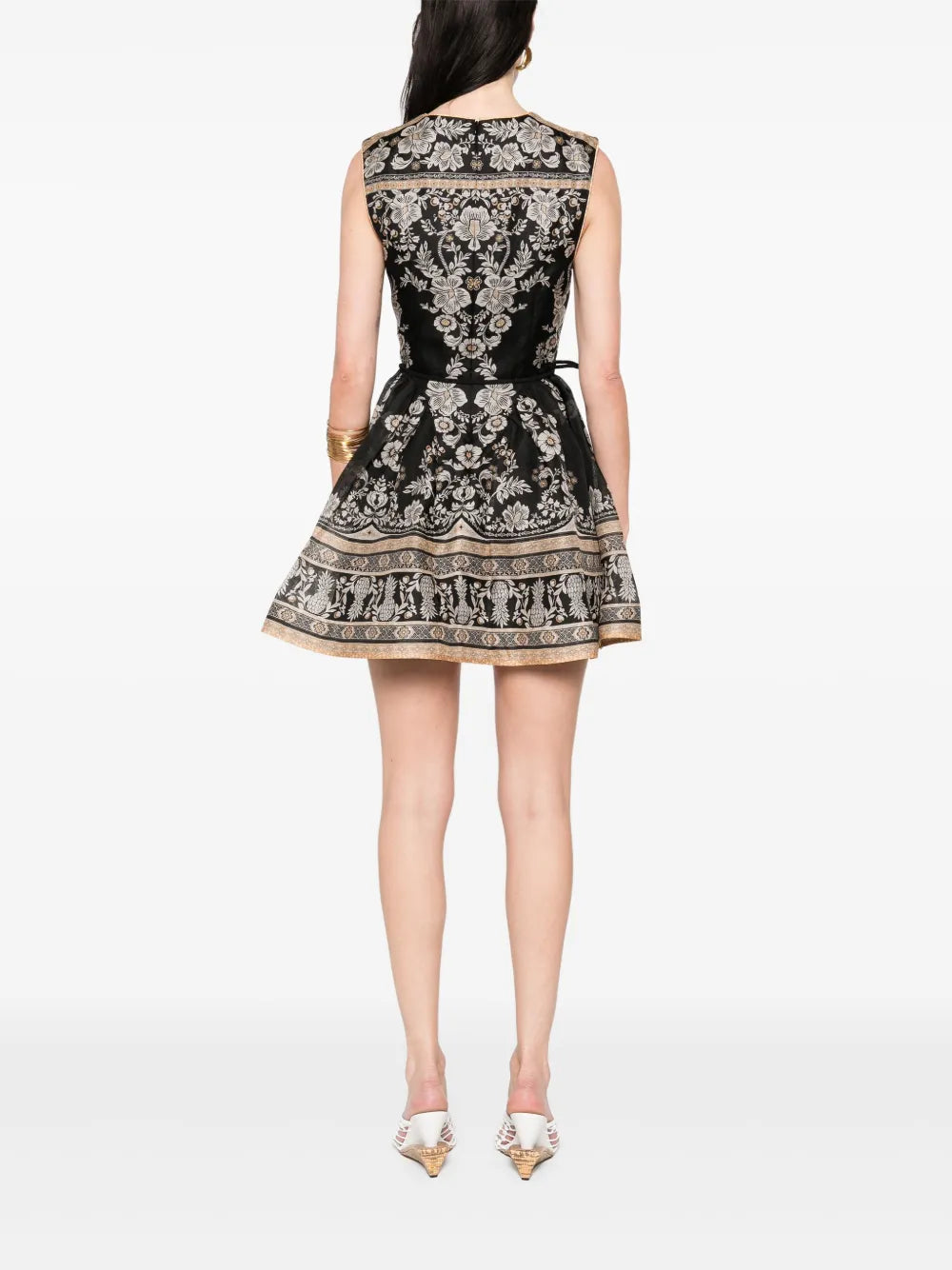 Balance Peplum Mini Dress in Black Stamp